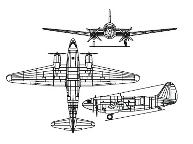 C-46運輸機三視圖