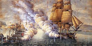英國護衛艦HMS韃靼號與挪威炮艦的駁火