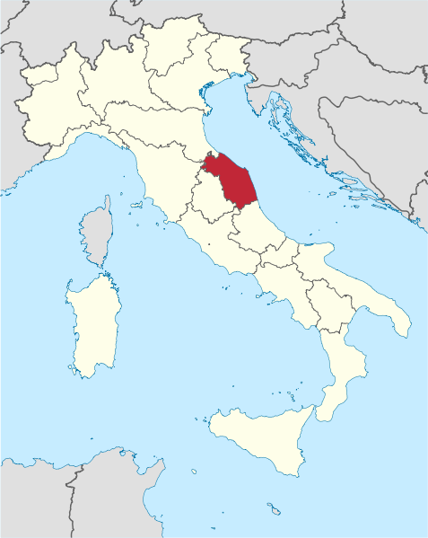 馬爾凱大區在義大利的位置