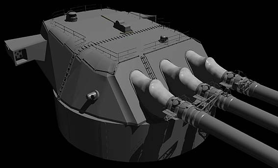 三聯裝460mm艦炮3D復原圖