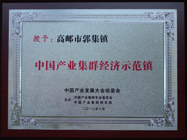 郭集鎮授予2012中國產業集群經濟示範鎮