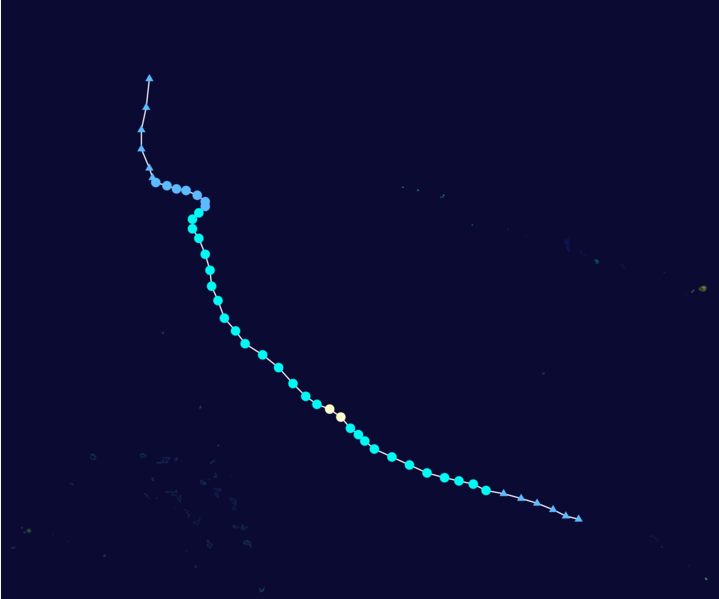 強熱帶風暴皮瓦路徑圖