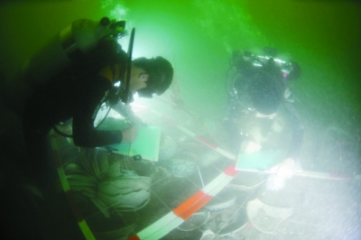 南澳Ⅰ號水下考古發掘現場