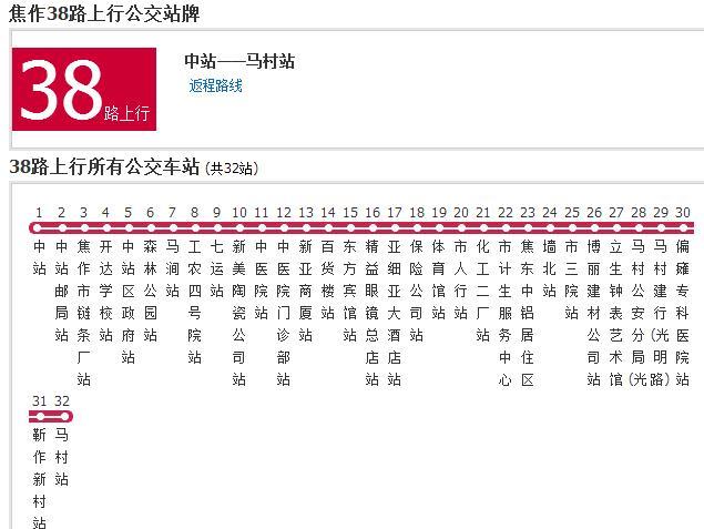 焦作公交38路 焦作公交38路