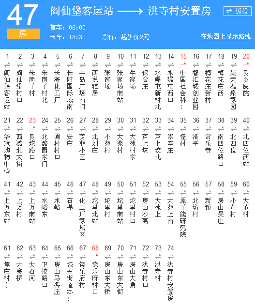 北京公交F47路 北京公交F47路