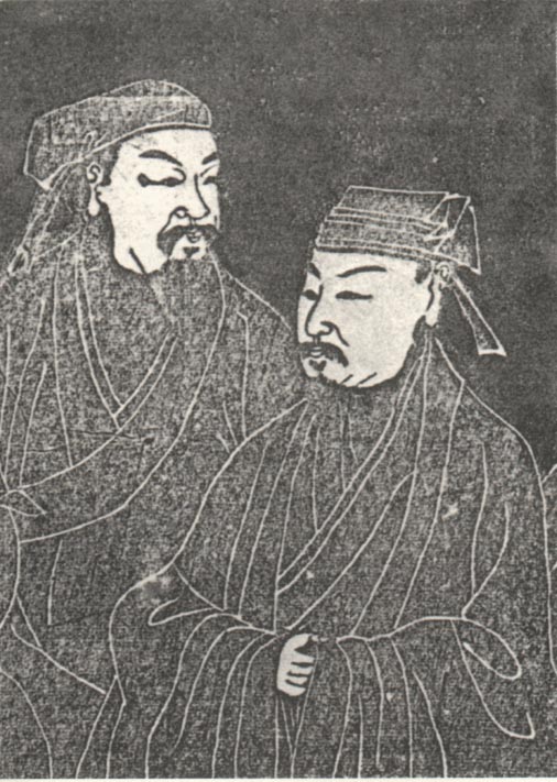 徐鉉（左）與徐鍇石刻像