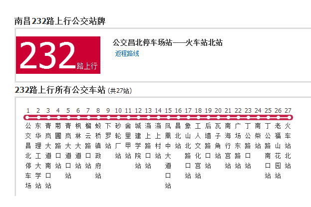 南昌公交232路 南昌公交232路