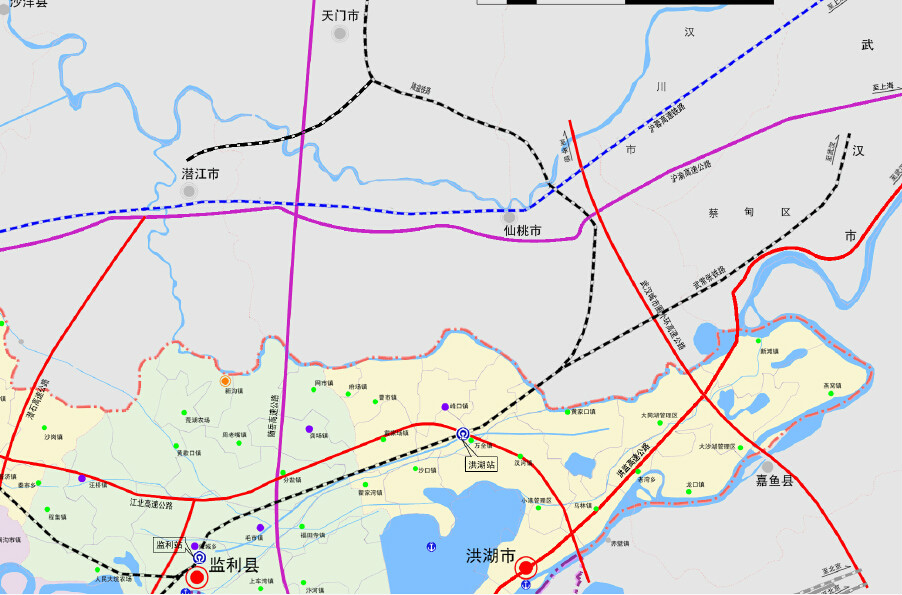 月益鐵路江漢平原走向圖