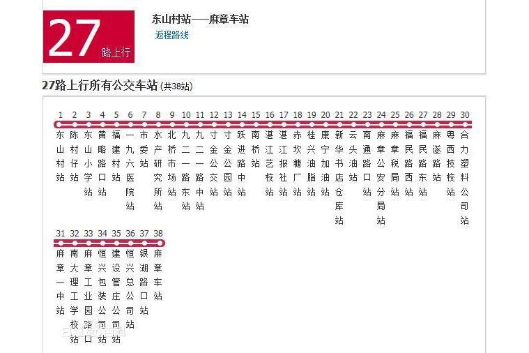 湛江公交27路 湛江公交27路