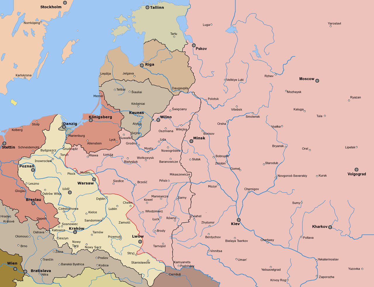 1920年8月初的蘇軍進展