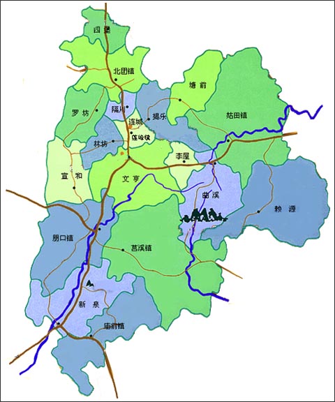 連城行政區域圖