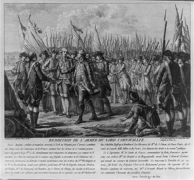 1781年10月19日，康沃利斯在約克鎮投降