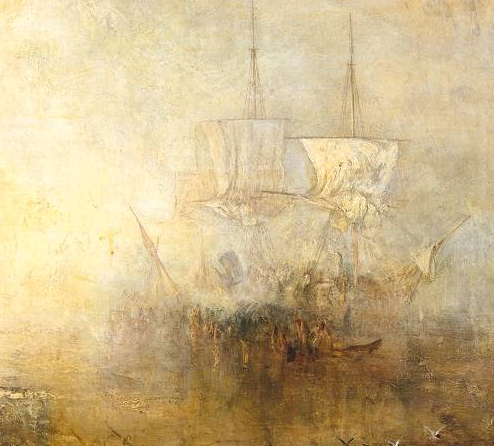 油畫中描繪的捕鯨船