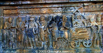 婆羅浮屠雕刻在佛塔上的壁畫