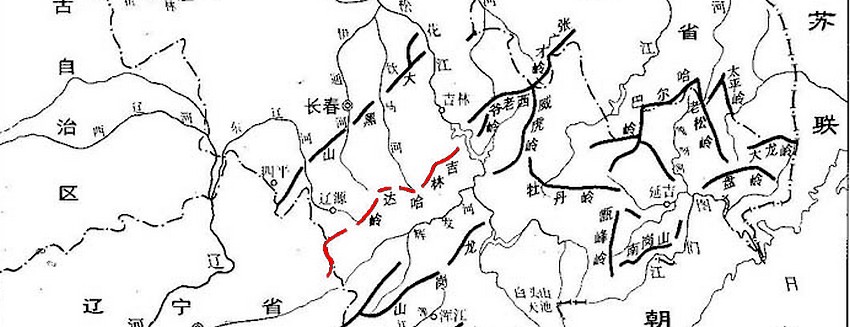 吉林哈達嶺位置示意圖