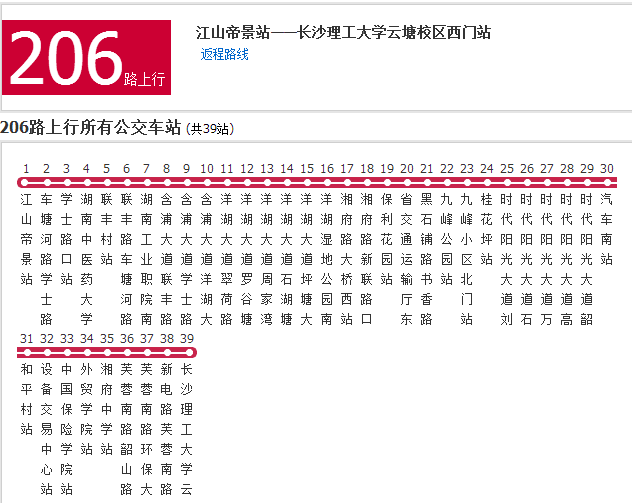 長沙公交206路 長沙公交206路