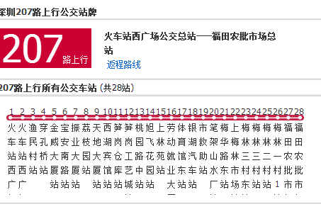 深圳公交207路 深圳公交207路