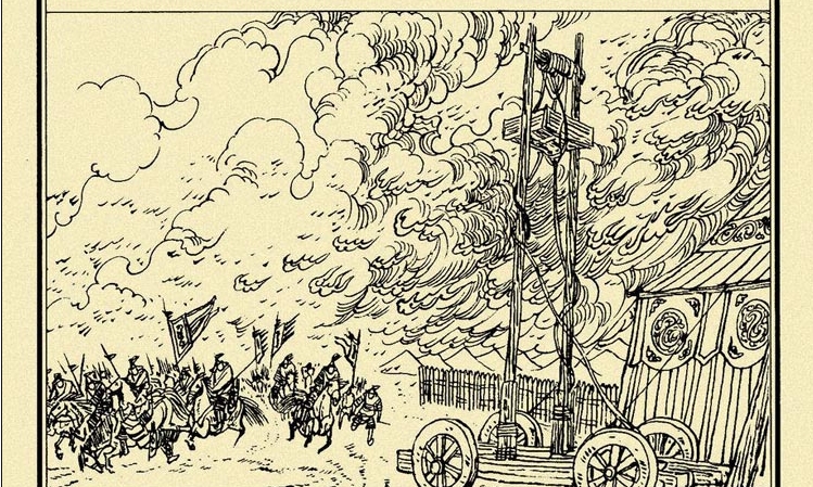 連環畫《靖康之亂》中張克戩燒敵營的插圖