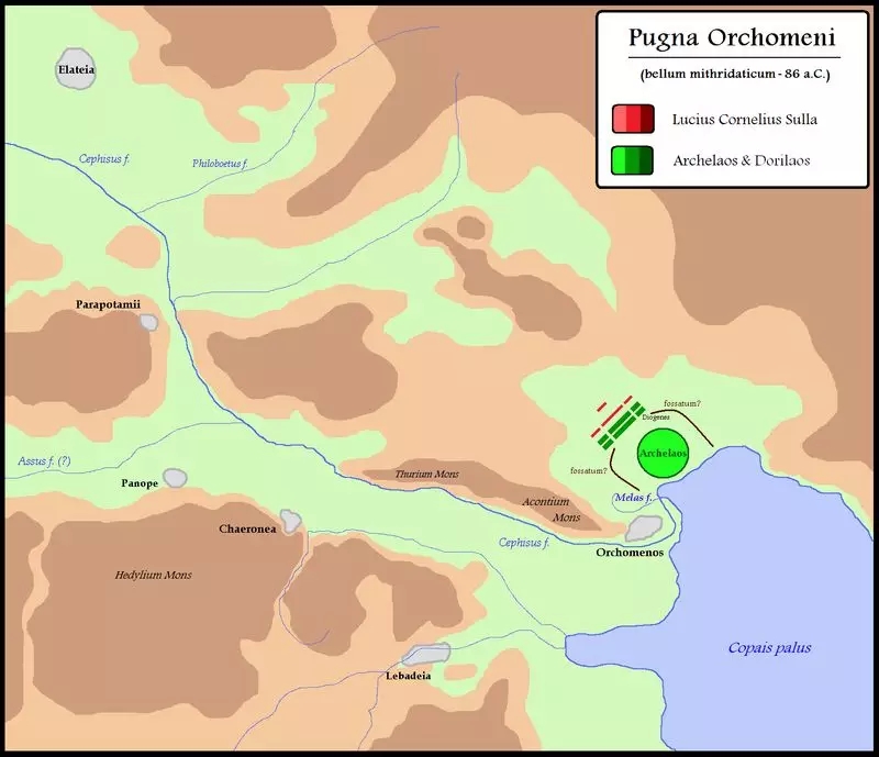 奧考麥努斯戰役中的兩軍布陣