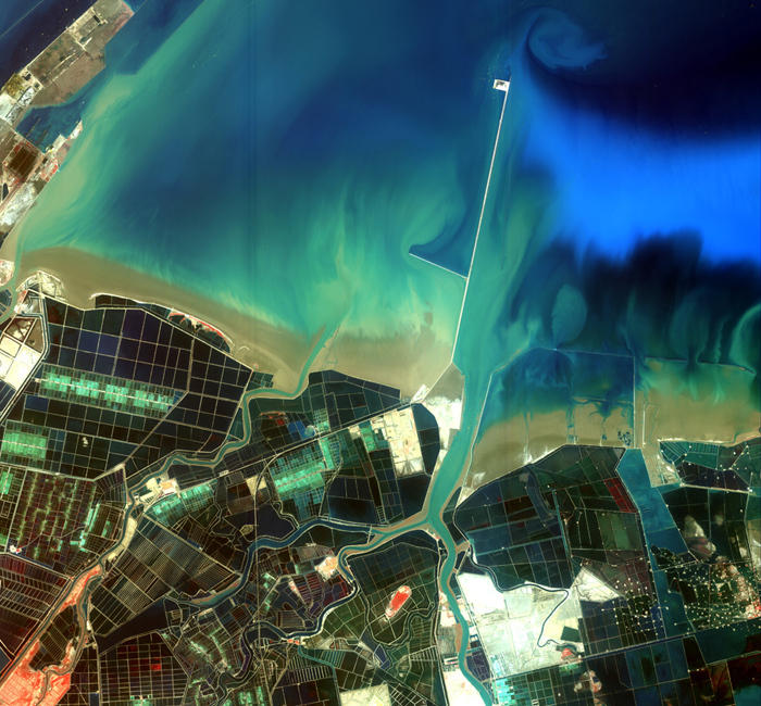 高分一號衛星拍攝山東東營河口區