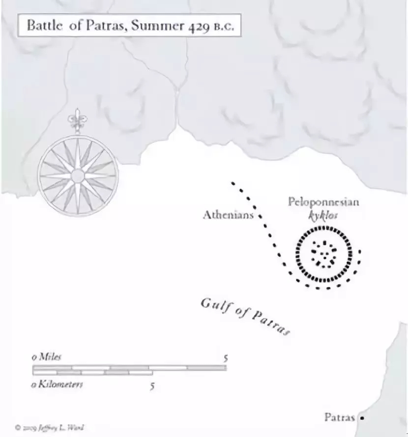 雅典艦隊繞著斯巴達人的防禦隊形轉圈