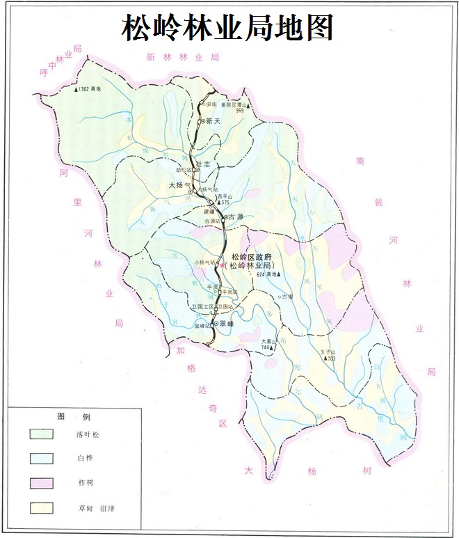 松嶺林業局地圖（不含南瓮河）