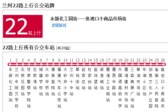 蘭州公交22路 蘭州公交22路
