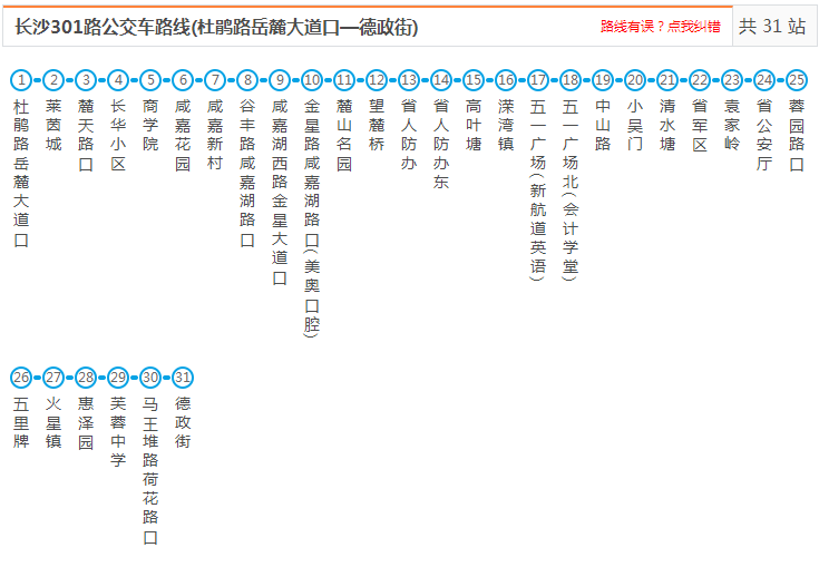 長沙公交301路 長沙公交301路