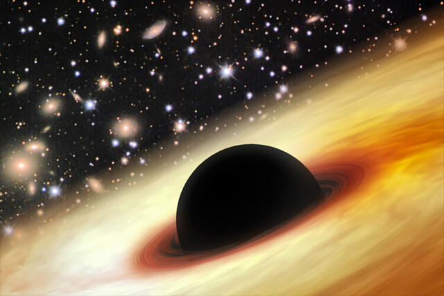 遙遠宇宙中擁有巨大黑洞的類星體示意圖