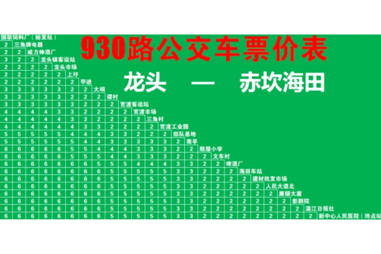 湛江公交930路 湛江公交930路
