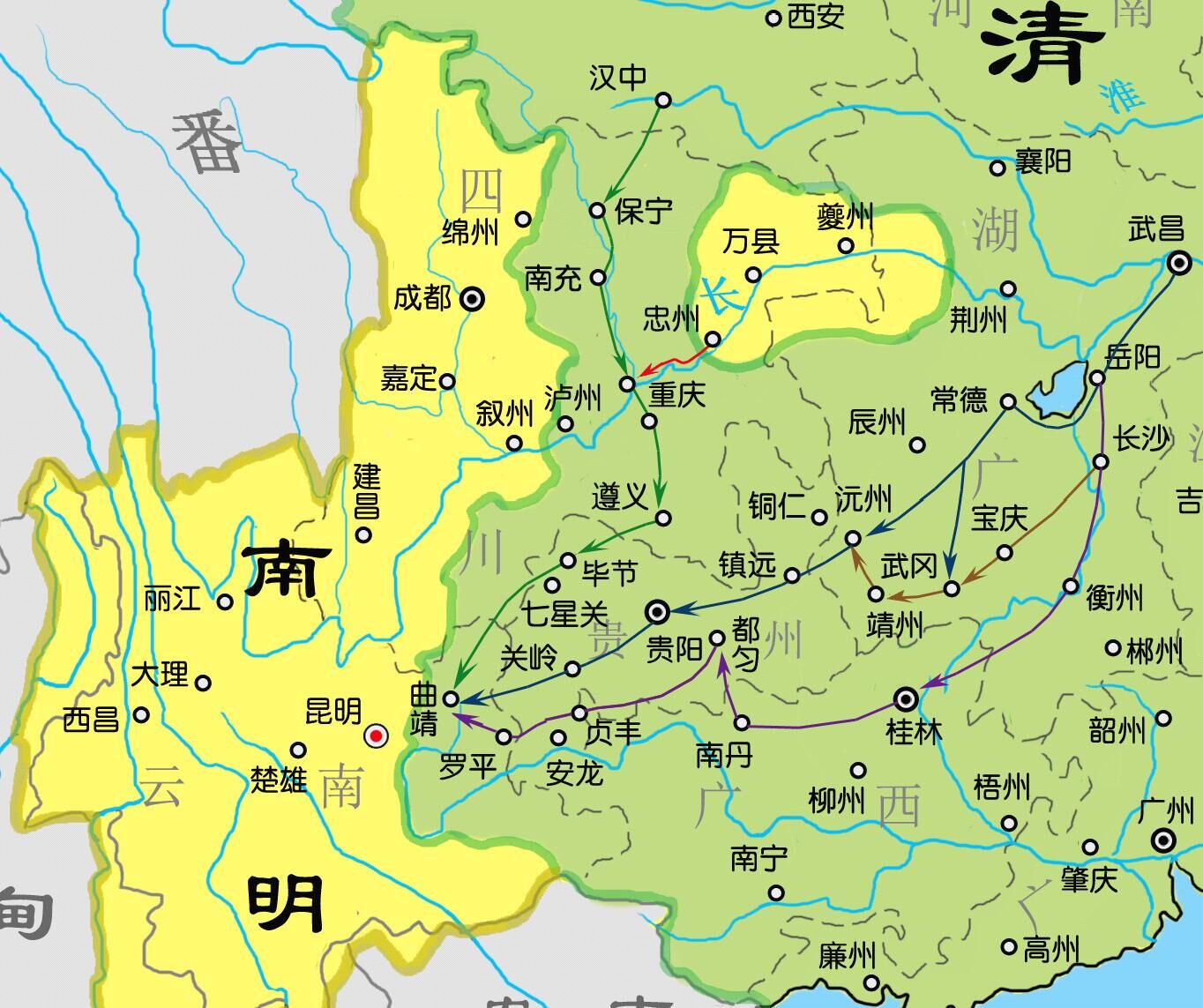 1658年清軍占據四川大部