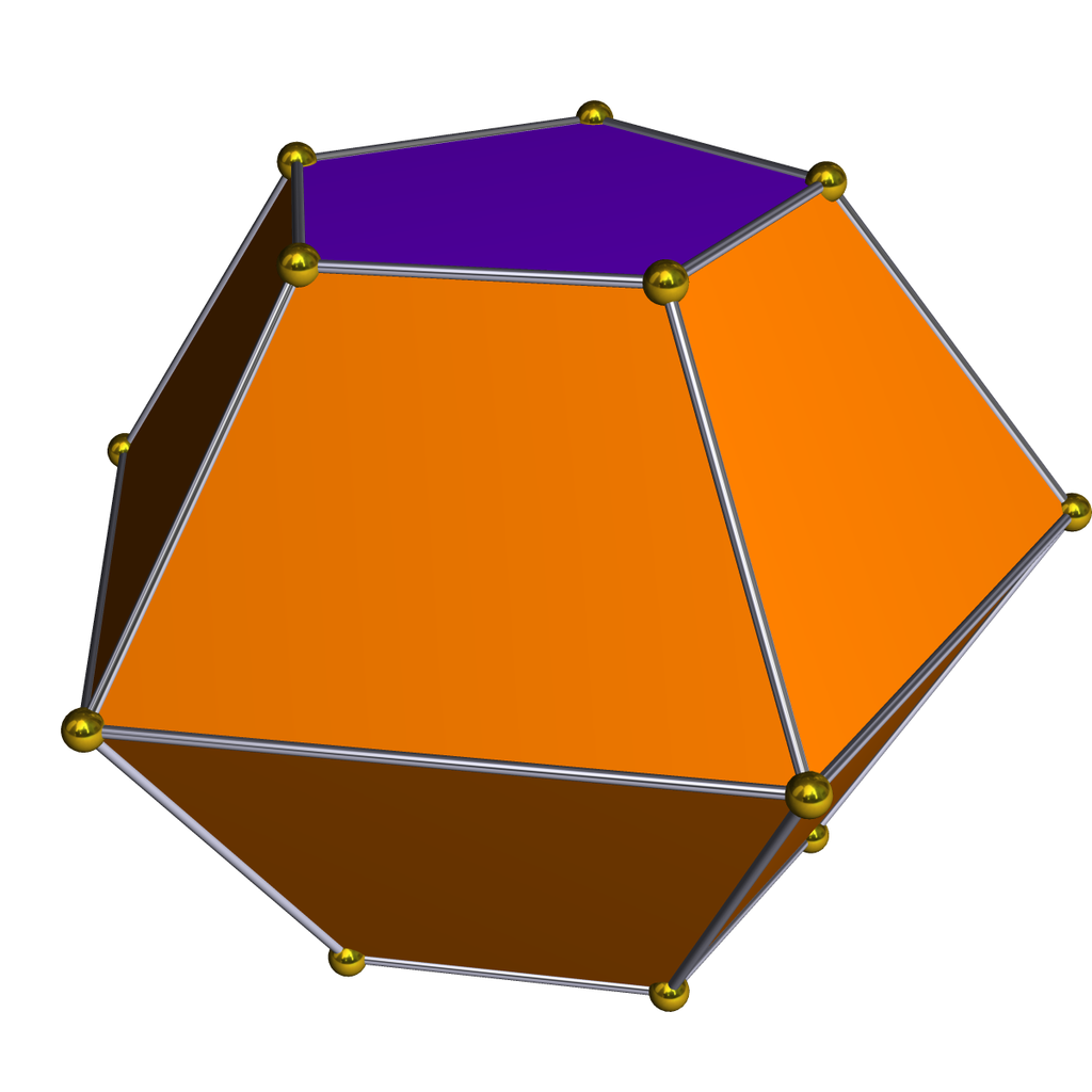 圖3.雙五角錐台:10個梯形、2五邊形，對偶為雙五角錐柱