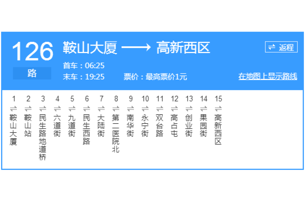 鞍山公交126路 鞍山公交126路