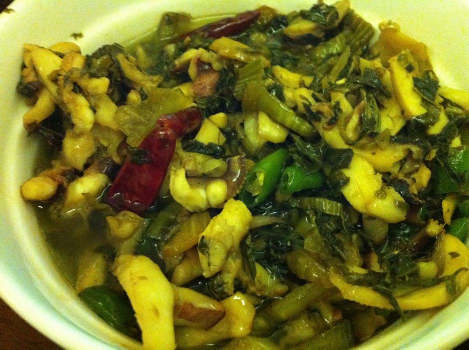 醃菜炒墨魚條 醃菜炒墨魚條