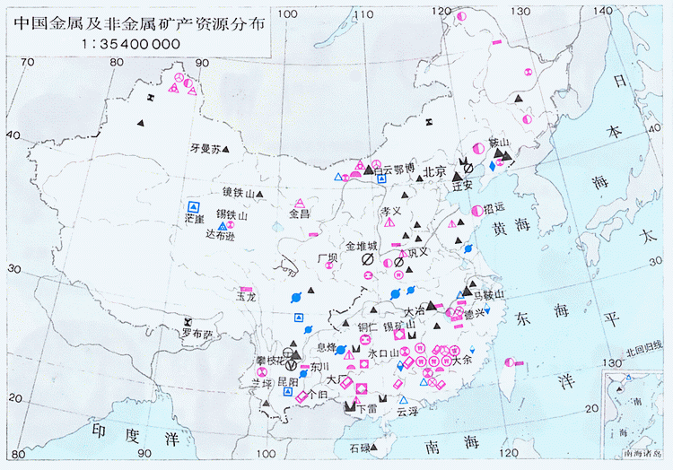 中國礦產資源分布圖