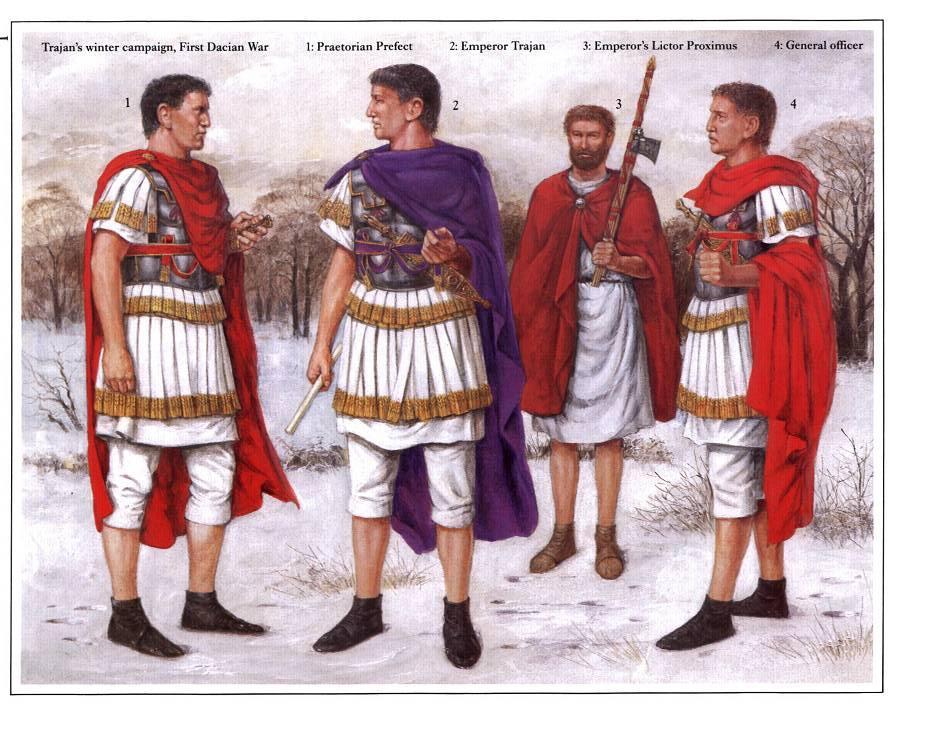 禁衛軍指揮官（左一）向圖拉真皇帝匯報戰況