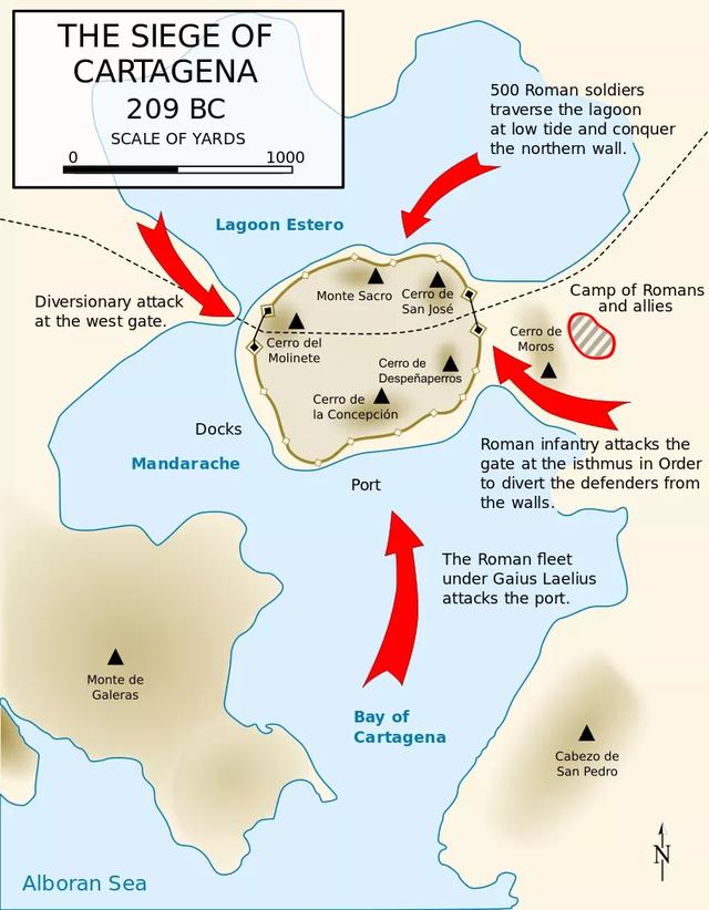 羅馬人對新迦太基城的圍攻部署