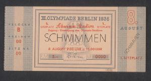 1936年柏林奧運會游泳門票
