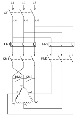 接觸器控制的雙速電動機電氣原理圖