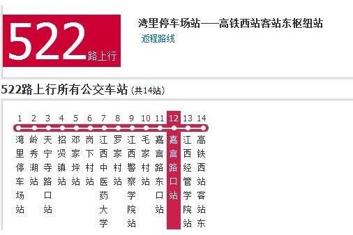 南昌公交522路 南昌公交522路