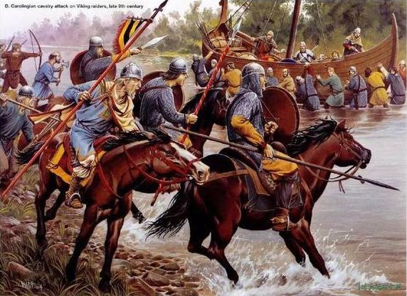追擊維京人掠奪者的加洛林騎兵