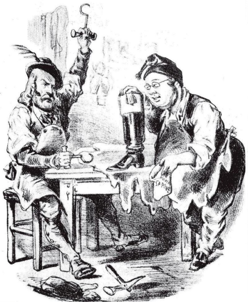 1861年描繪加富爾（右）與加里波第的政治漫畫