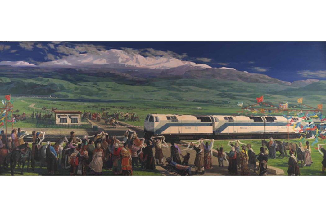 青藏鐵路(王君瑞、封帆、梁佳卿創作的油畫) 青藏鐵路(王君瑞、封帆、梁佳卿創作的油畫)