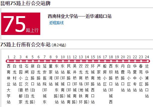 昆明公交75路 昆明公交75路