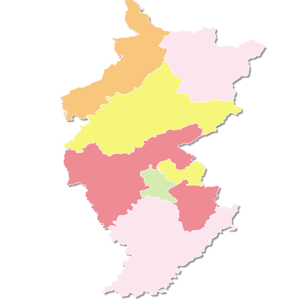 通化市全圖（二道江區位於下部黃色區域）