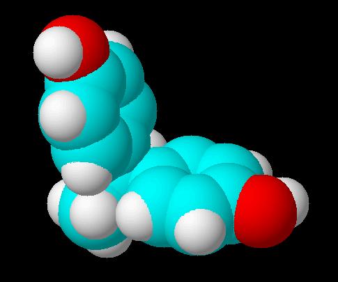 雙酚A分子的空間填充模型