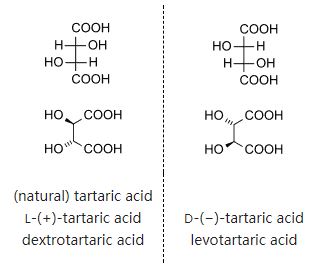 DL-酒石酸，“外消旋酸”。L型為天然酒石酸。