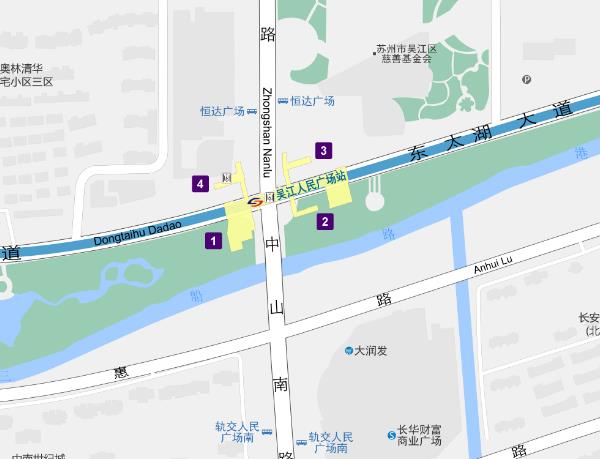 吳江人民廣場站出入口分布圖