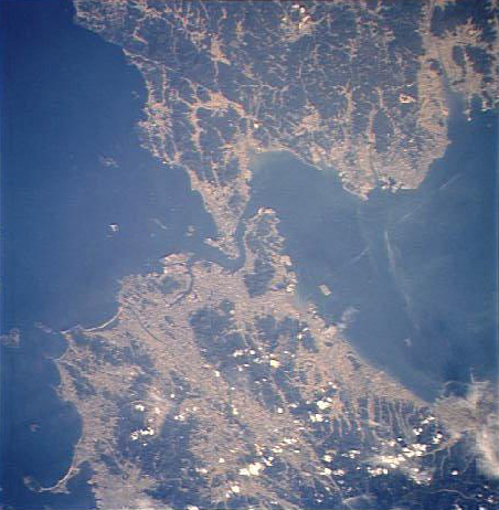 關門海峽的衛星照片