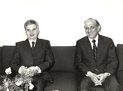 1979年日夫科夫（右）和齊奧塞斯庫